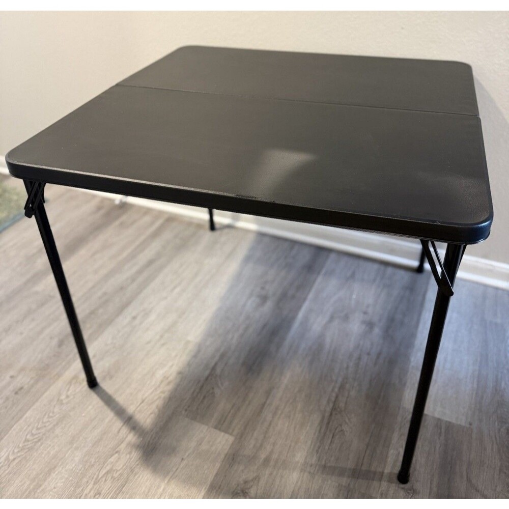 Emma + Oliver 34" Square Folding Table, Portable Collapsible Legs & Handles